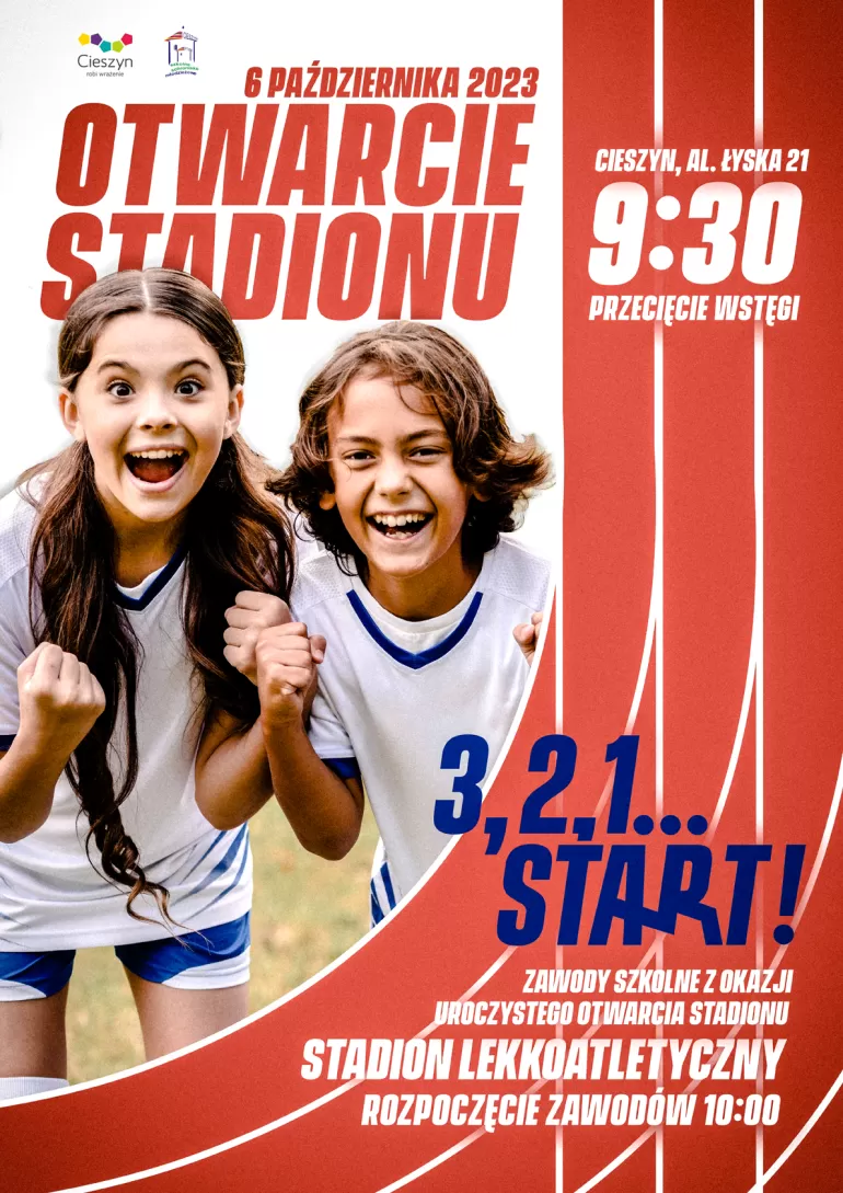 Plakat imprezy otwierającej Stadion im. Jana Łyska w Cieszynie
