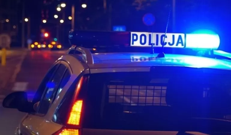 policja, radiowóz, noc