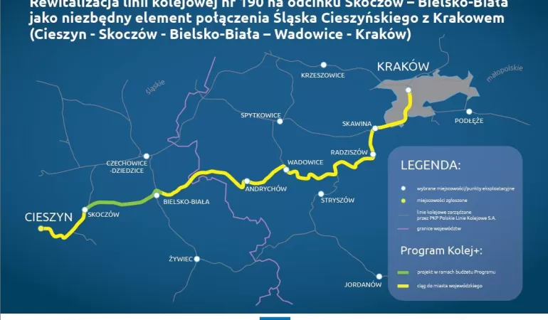 Rewitalizacja odcinka między Skoczowem a Bielskiem-Białą docelowo połączy Cieszyn z Krakowem