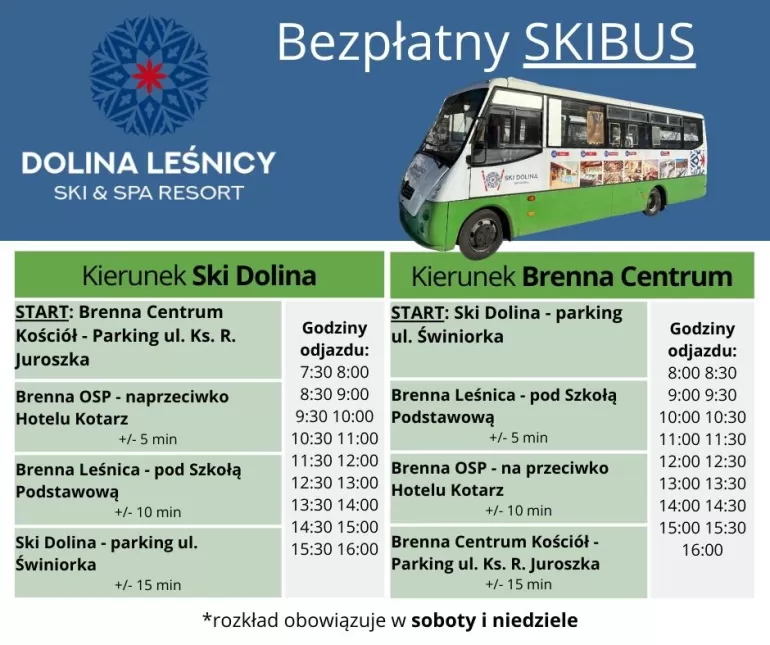 Darmowe ski busy z centrum Brennej do Ski Doliny. Szczegóły i rozkład jazdy